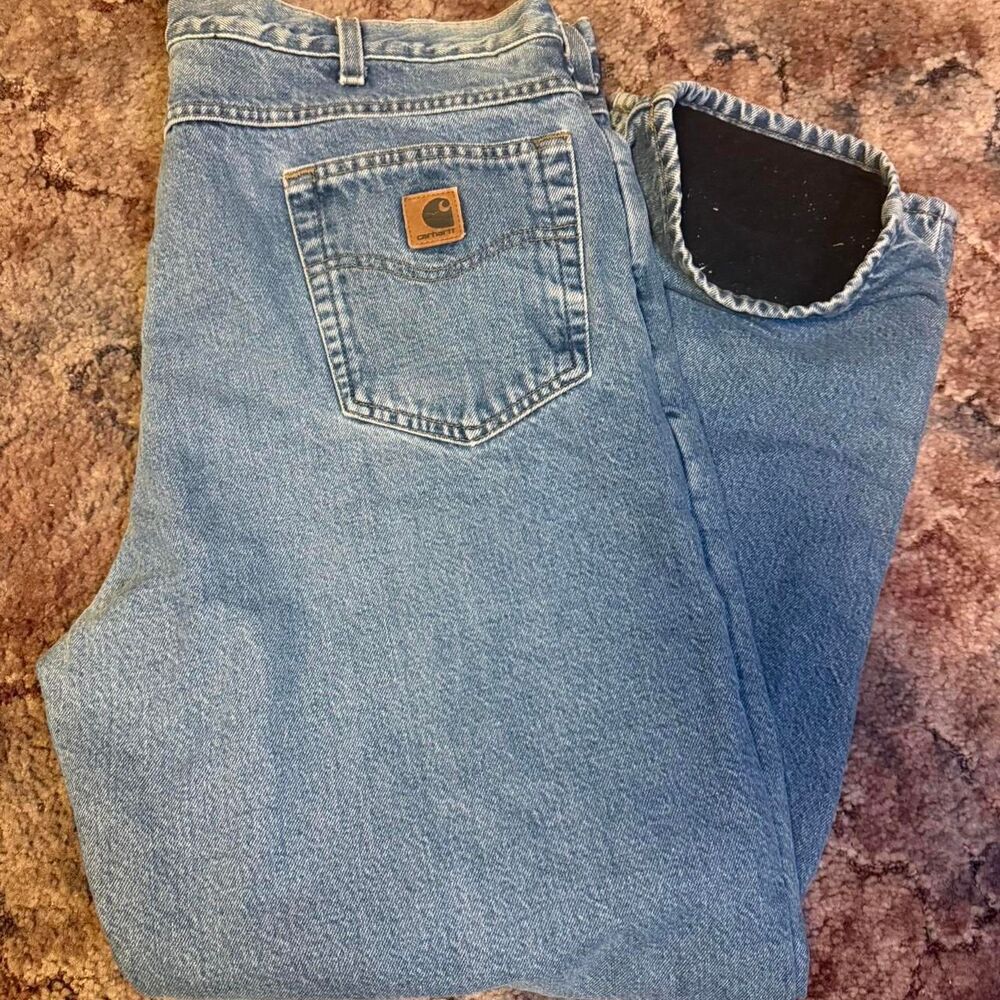 Carhartt B155 DST Relaxed Fit Fleece Lined Jeans blue denim relaxed fit 40x32